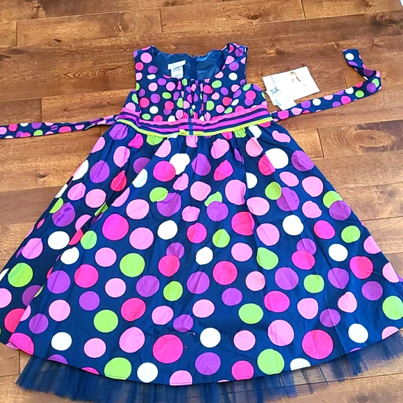 NWT Bonnie Jean girls dress with polka dots